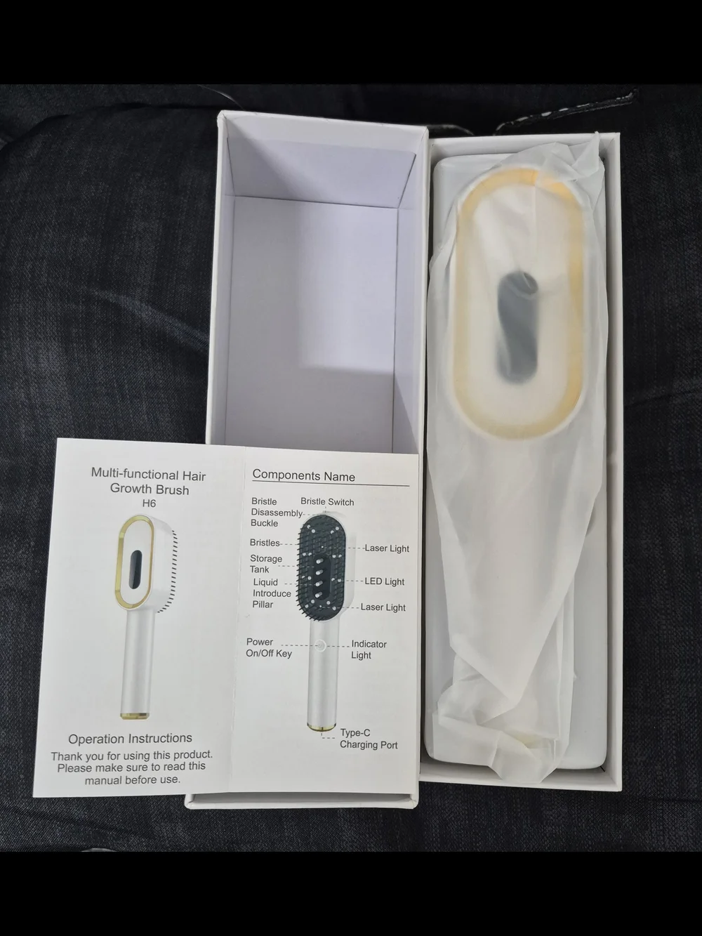 Multi-functional Hair Growth Comb - White with Gold Trim